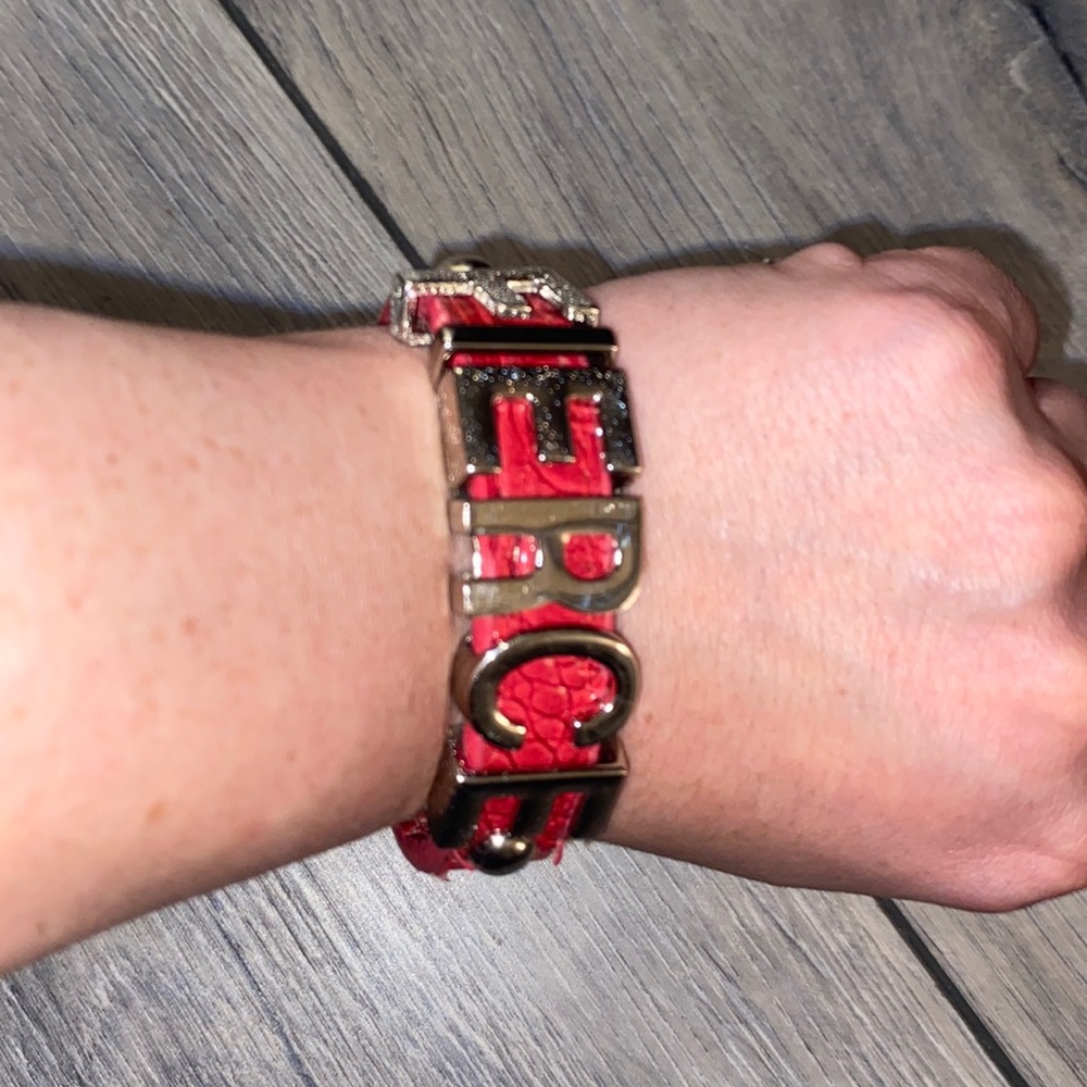 This is Sliver and PINK  FIERCE bracelet in big letters